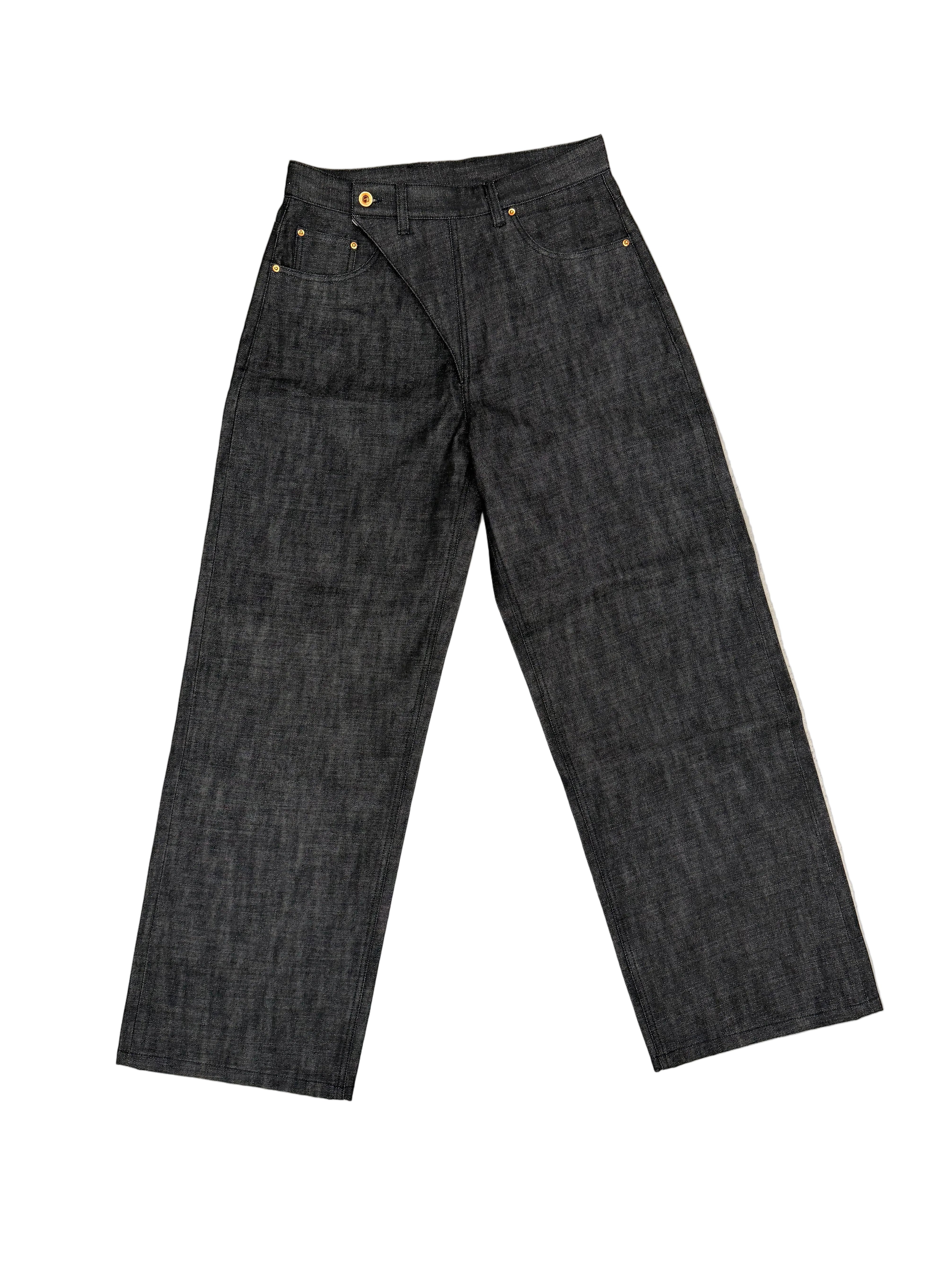 KOJI RAW WIDE-LEG SELVEDGE DENIM (CHARCOAL)